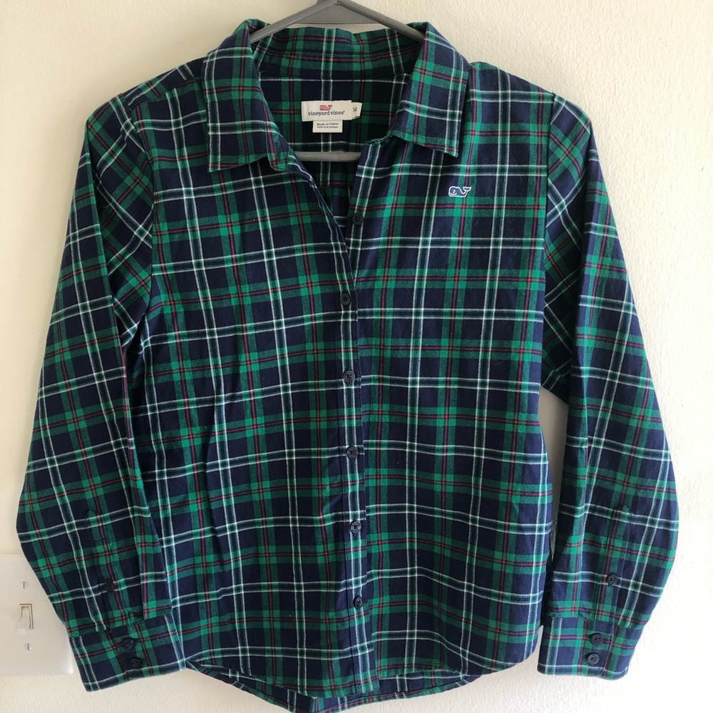 YOUTH Vineyard Vines Button Up Plaid Size 14